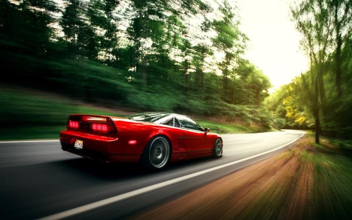 絵画風 壁紙ポスター (はがせるシール式) ホンダ アキュラ NSX 赤 1990年 キャラクロ HNSX-007W1 (ワイド版 921mm×576mm) <日本製> ウォールステッカー お風呂ポスター