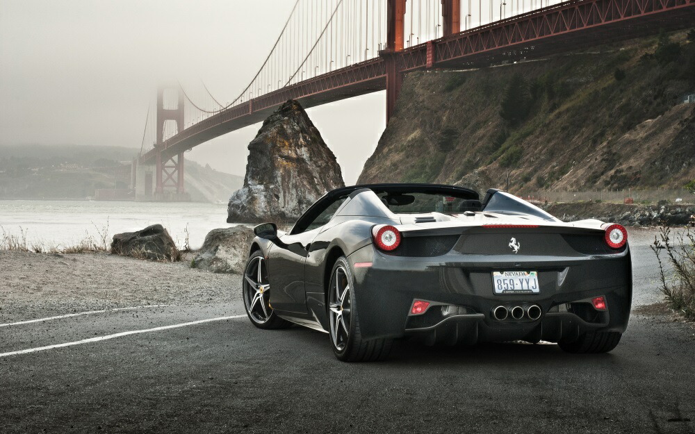 Ferrari フェラーリ458イタリア　デザイン画　ポスター Ferrari 458 Poster, Italy Sport Car, Sport Car Print, Black