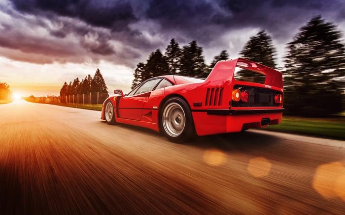 絵画風 壁紙ポスター (はがせるシール式) フェラーリ F40 1987年 40周年 ル・マン24時間レース キャラクロ FF40-001W1 (ワイド版 921mm×576mm) ＜日本製＞ ウォールステッカー お風呂ポスター