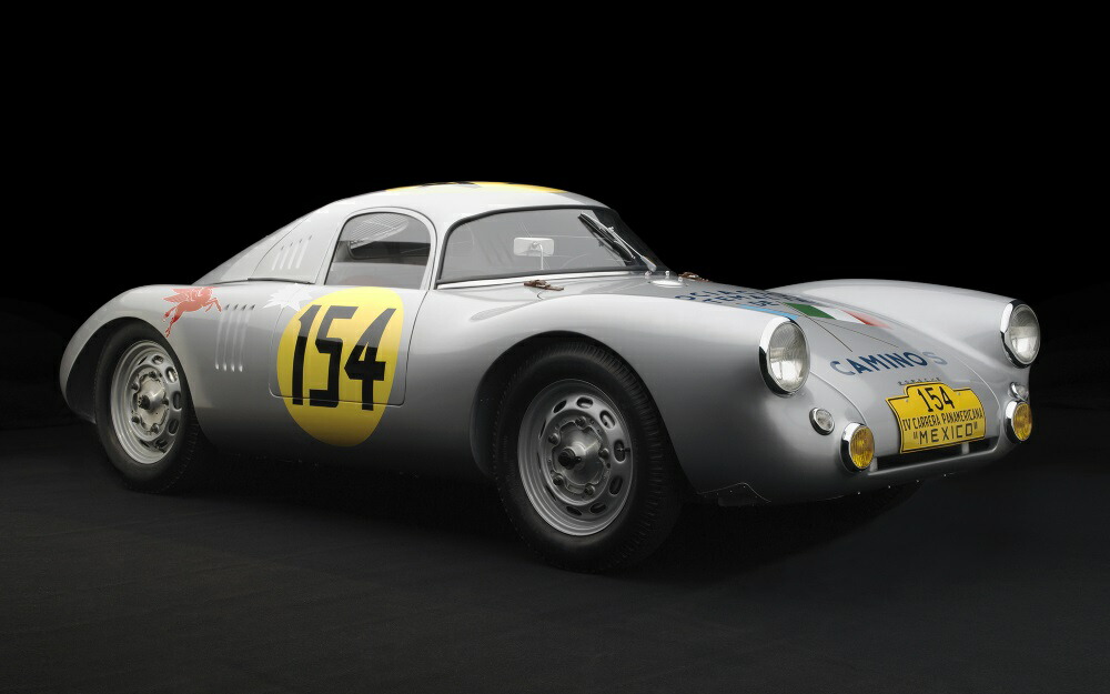 絵画風 壁紙ポスター (はがせるシール式) ポルシェ 550 クーペ カレラ・パナメリカーナ・メヒコ レースカー 1953年 キャラクロ P550-001W1 (ワイド版 921mm×576mm) ＜日本製＞ ウォールステッカー お風呂ポスター