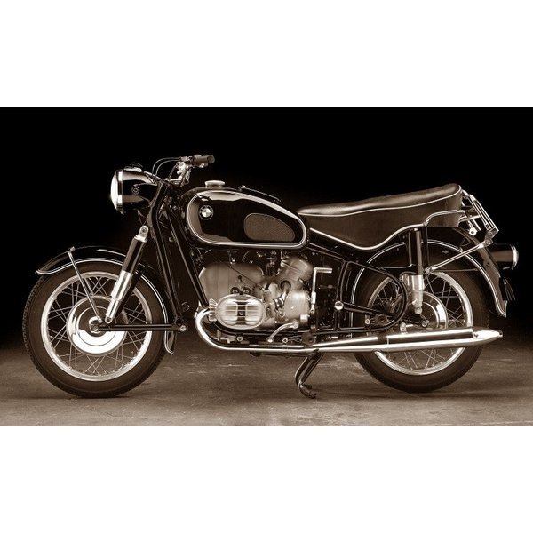 絵画風 壁紙ポスター (はがせるシール式) BMW R69S 1960-69年 ハイウェイキング ヴィンテージ バイク セピア キャラクロ BBMR-010S1 (962mm×576mm) ＜日本製＞ ウォールステッカー お風呂ポスター