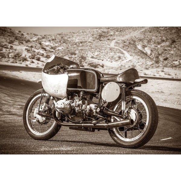 絵画風 壁紙ポスター (はがせるシール式) BMW RS54 with Bartl Fairing 1956年 ヴィンテージ カフェレーサー セピア キャラクロ BBMR-013A1 (A1版 830mm×585mm) ＜日本製＞ ウォールステッカー お風呂ポスター