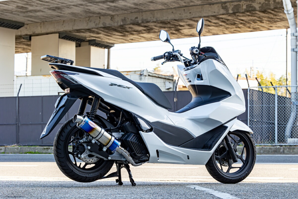 ホンダ PCX125 （2BJ-JK05 8BJ-JK05） PCX160 （2BK-KF47 8BJ-KF47） MARK4 マフラー ステンレス ブルーグラデーション サイレンサー SPR (サイレントパワーリストリクター）内蔵 カスタム パーツ JK05 PCX MARK4-511(512)-02
