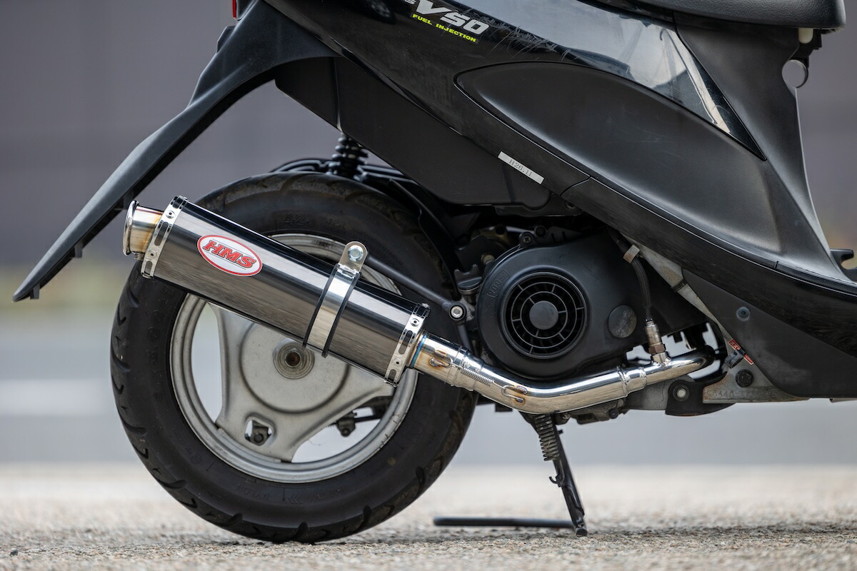 アドレスV50 (JBH-CA44A) HMS製 B2Xマフラー ブラックサイレンサー 2007年~2014年モデル対応 スズキ バイクパーツ カスタム レッツ4 レッツ5 (JBH-CA46A/CA47A)
