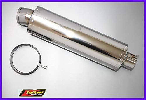 Realspeed (リアルスピード) 90φ×300mm 差込径 60.5φ ステンレスカラー 汎用サイレンサー バイクマフラー スリップオンマフラー