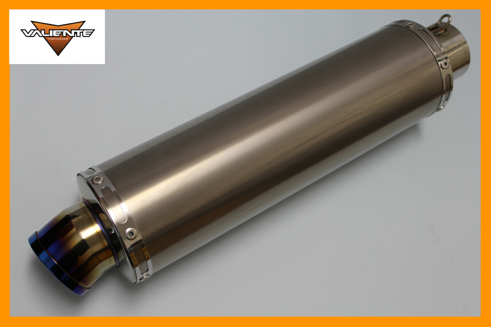 100Φ×350mm 差込径 60.5Φ用 汎用サイレンサー バイクマフラー チタンソリッド スリップオンマフラー ブルーカラー Valiente バリエンテ