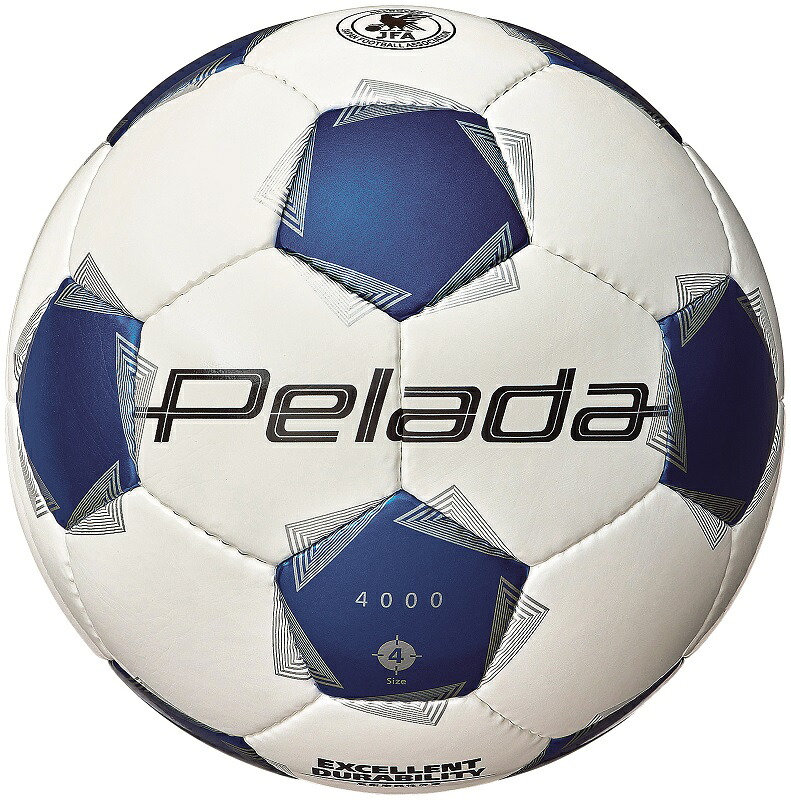 molten モルテン サッカーボール 4号球 ペレーダ4000 白ｘ青 F4K4000-WB JFA検定球 小学生用 手縫い 高耐摩耗 撥水 ホワイト ブルー キッズ