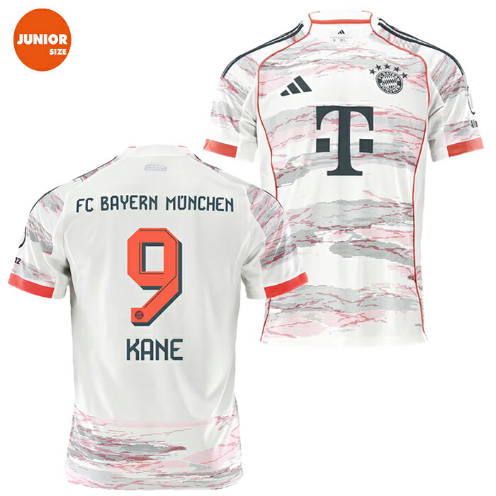 adidas アディダス ＃9 ハリー・ケイン 25/26 キッズ FCバイエルン ミュンヘン AWAY レプリカユニフォーム kpc77 jn8524 サッカー マーク付き 半袖 白