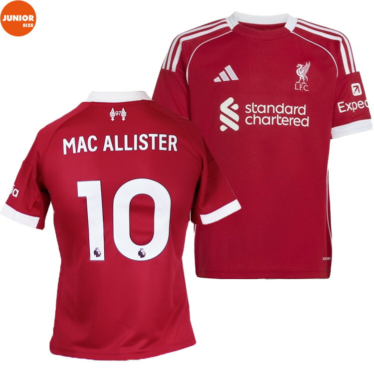 adidas アディダス キッズ ＃10 マック・アリスター 25/26 LFC リバプールFC ホーム レプリカユニフォーム JYF33 JV6436 海外クラブ マーク付き 特価｜レアルスポーツ店