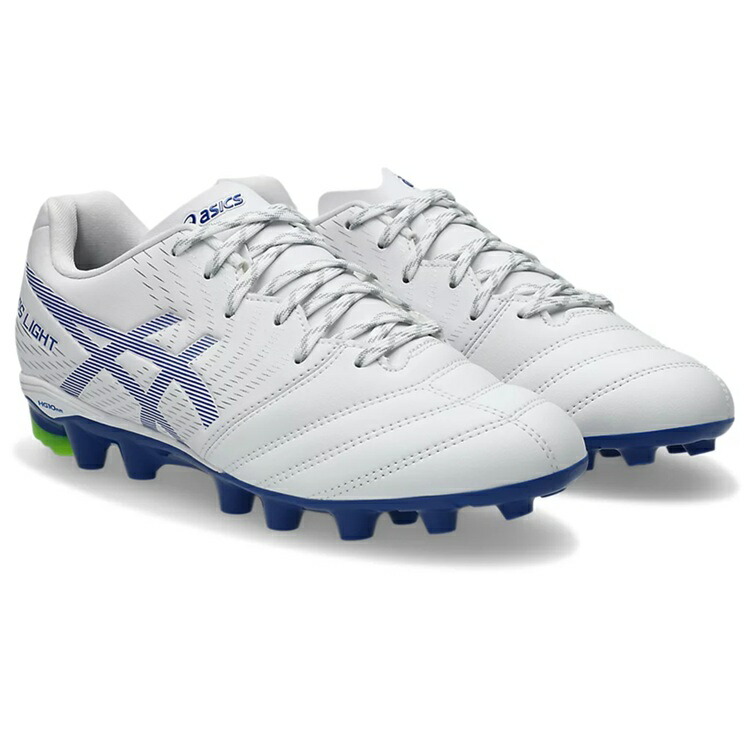asics アシックス DS LIGHT JR GS WHITE/ASICS BLUE 1104A054 102 ジュニア サッカー用 スパイク DSライト 土 人工芝 ワイド 幅広