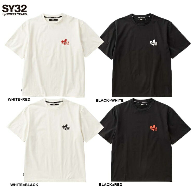 SY32 by SWEET YEARS ｴｽﾜｲｻｰﾃｨﾄｩｰ ﾊﾞｲ ｽｳｨｰﾄｲﾔｰｽﾞ HEART MIX LOGO TEE 26SS 32-26錫1-28 半袖ティーシャツ カットソー ロゴタイプT UPF50+