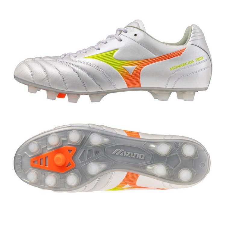 MIZUNO ミズノ モナルシーダ ネオ 3 WIDE ELITE 白いことパール×黄色×オレンジ色 P1GA262154 PRISM WHITE PACK 生まれながらなめし革 広広とした