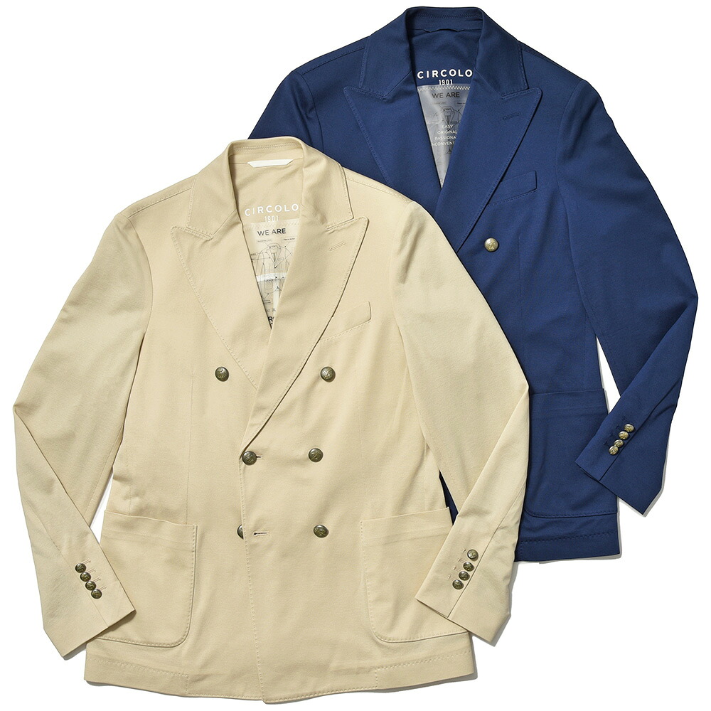 CIRCOLO 1901 チルコロ1901 コットン ストレッチ プレミアムピケ 鹿の子ジャージー メタルボタン セットアップ対応 ダブル6Bジャケット