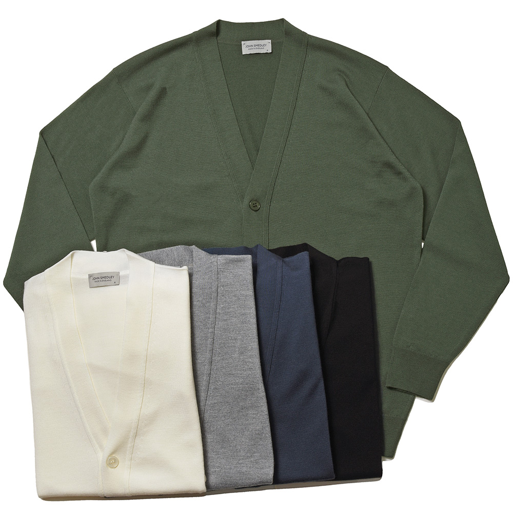 JOHN SMEDLEY ジョンスメドレー A4590 メリノウール 24ゲージ Vネック ニットカーディガン