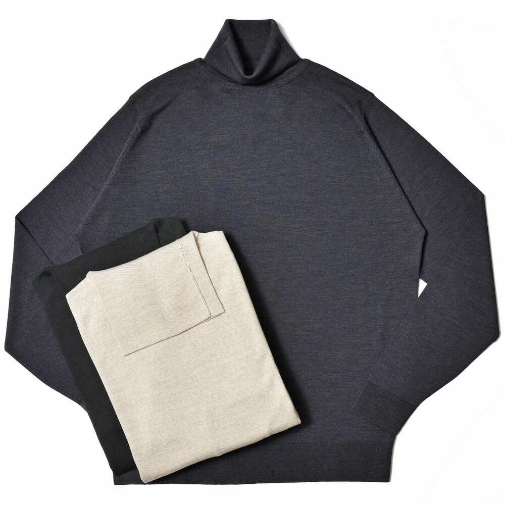 JOHN SMEDLEY ジョンスメドレーLEVINE エクストラファインメリノウール 30ゲージ タートルネック 編み物 MODERN FIT