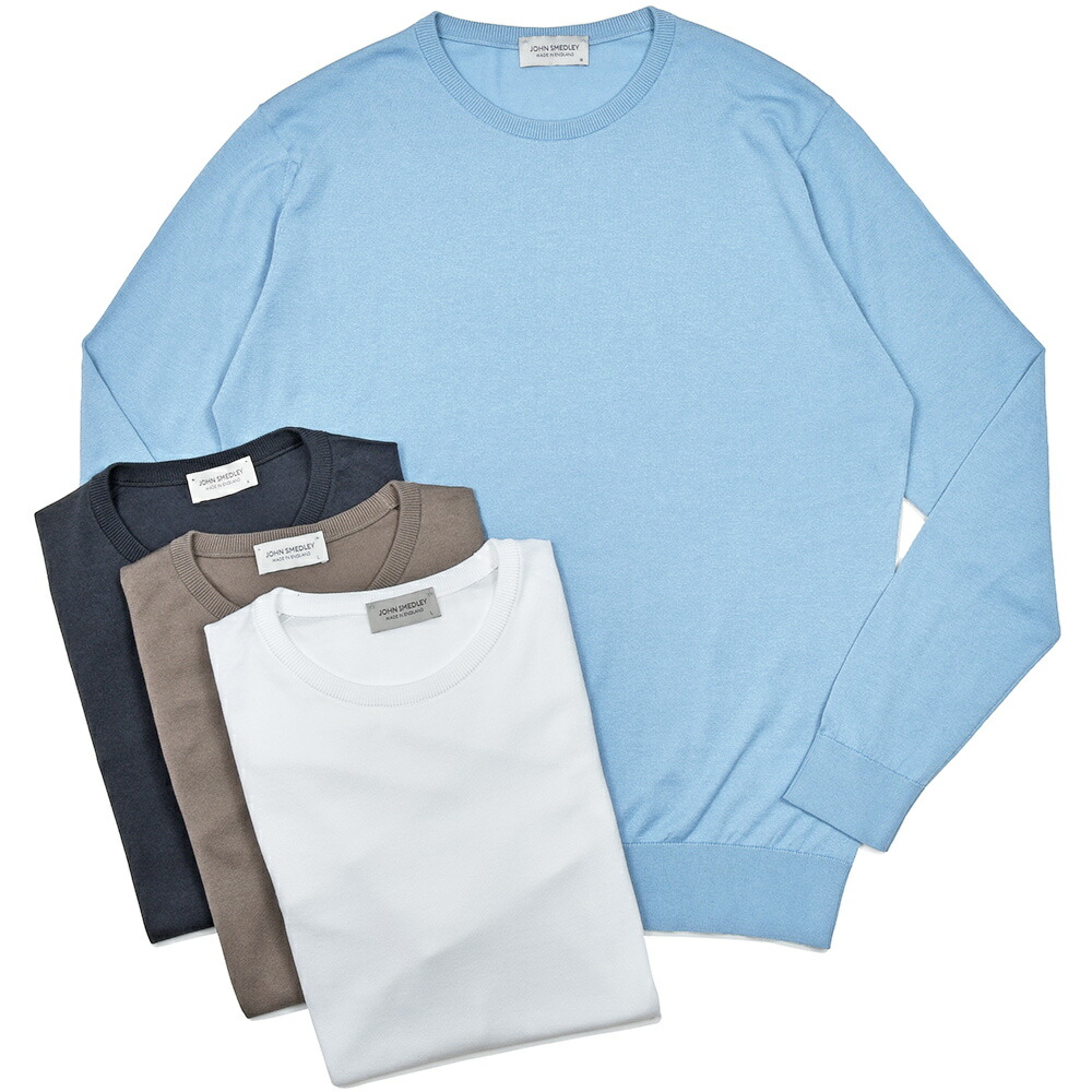 JOHN SMEDLEY ジョンスメドレーDAVID シーアイランドコットン 30ゲージ クルーネックニット MODERN FIT