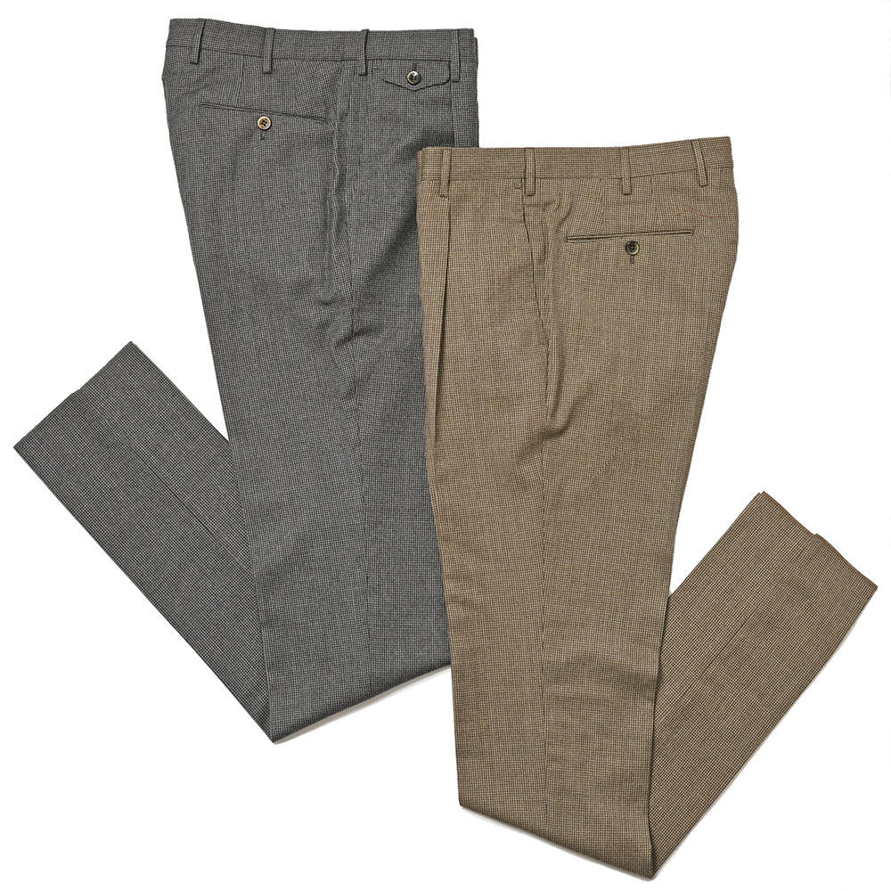 PT TORINO ピーティー トリノ ヴァージンウール ストレッチ ライトフランネル ハウンドトゥース 1プリーツ パンツ GENTLEMAN FIT
