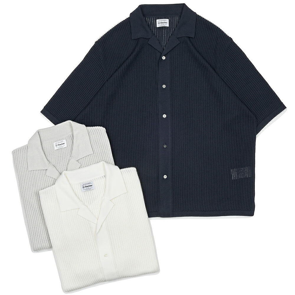 Yonetomi（ヨネトミ）COTTON SUKASHI KNIT SHIRT コンパクトスピンコットン 編み物プルオーバー