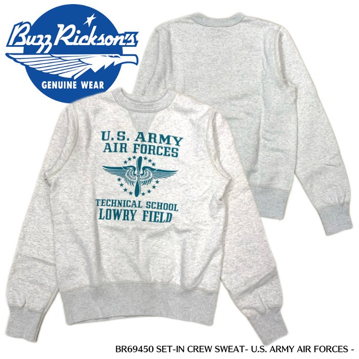 【Buzz Rickson\u0027s バズリクソンズ】汗水- SET-IN CREW SWEAT SHIRT- U.S. ARMY AIR FORCES -- BR69450 ★REAL DEAL/長袖/秋冬/メンズスウェット