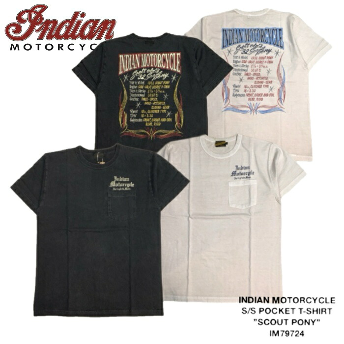 【オリエント会社組織】ティーシャツ/INDIAN MOTORCYCLE S/S POCKET T-SHIRT”SCOUT PONY”IM79724 コート・ジャケット-メンズファッション