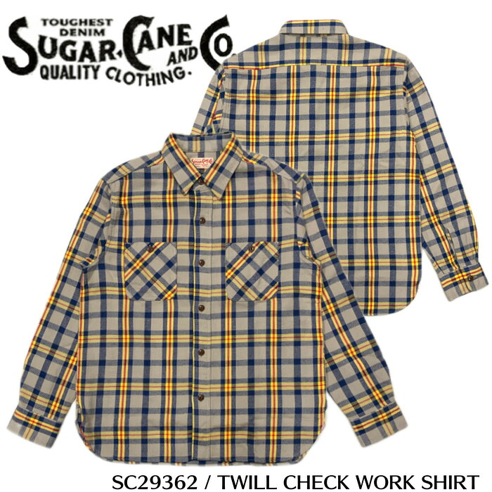【SUGAR CANE/シュガーケーン】長袖シャツ/SC29362 / TWILL CHECK WORK SHIRT /シャツ/長袖シャツ/メンズシャツ/チェックシャツ｜REALDEAL