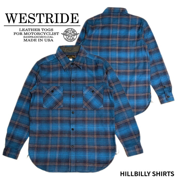 【WEST RIDE/ウエストライド】長袖シャツ/ MB2304 HILLBILLY SHIRTS BLUE CHK｜REALDEAL