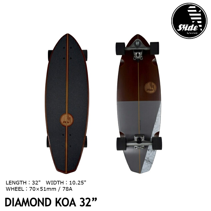 SLIDE SURFSKATEBOARDS (スライド) DIAMOND KOA 32インチ コンプリート サーフスケート スケボー サーフィン 陸トレ 初心者