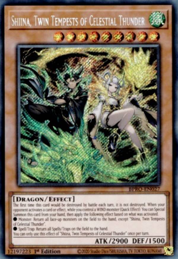 遊戯王 BPRO-EN027 天雷ノ双風神 シーナ Shiina, Twin Tempests of Celestial Thunder (英語版 1st Edition シークレットレア) Burst Protocol