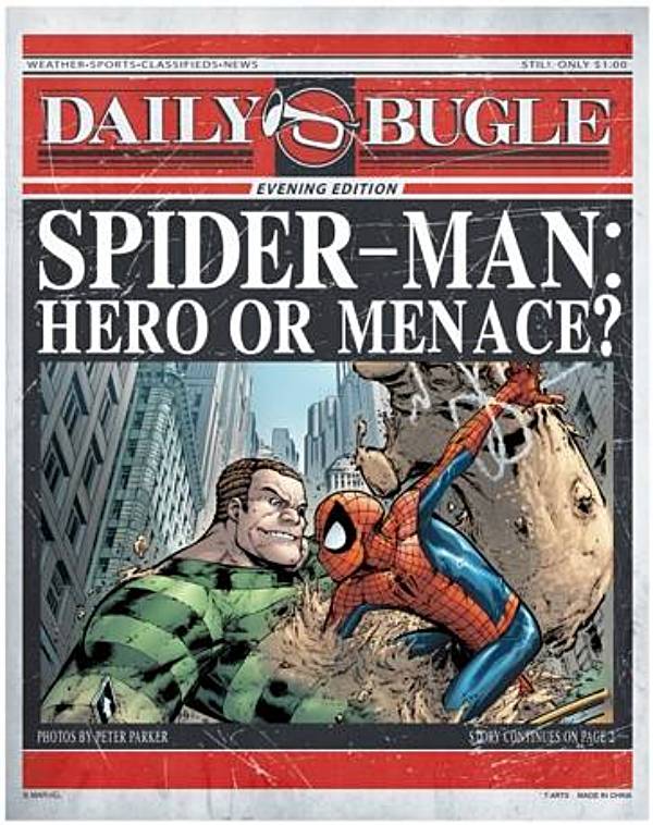 楽天市場】スパイダーマン デイリー・ビューグル ファブリックポスター