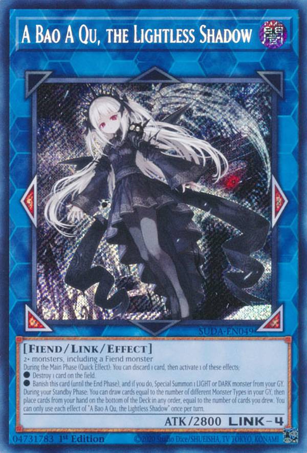 遊戯王 SUDA-EN049 光なき影 ア＝バオ・ア・クゥー A Bao A Qu, the Lightless Shadow (英語版 1st Edition シークレットレア) SUPREME DARKNESS