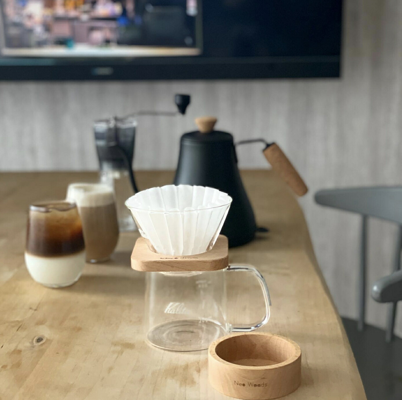 Kalita カリタ コーヒードリッパー 角型セット コーヒードリッパー ドリッパー サーバー 耐熱ガラス 天然木 カリタ ネオウッド ウェーブフィルター専用 珈琲 コーヒー set with dripper glass server