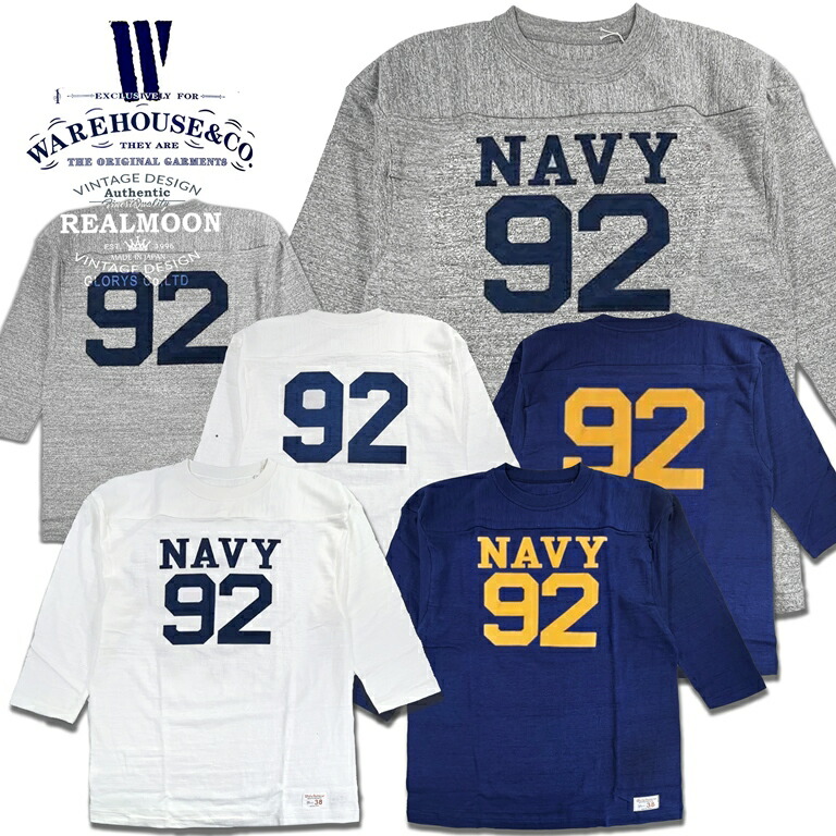 WAREHOUSE 7分袖 蹴球TEE No.WHC-4063NAV \