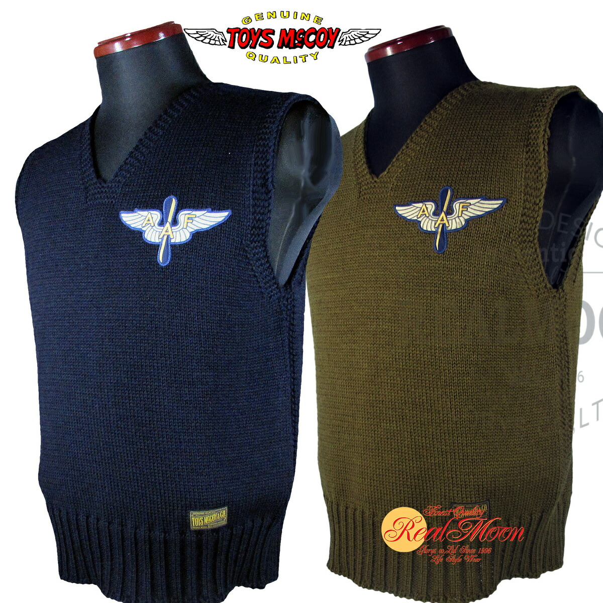 TOYSMcCOY(トイズマッコイ) ミリタリーニットベスト No.TMK1801"レッドクロス”A.A.F.マーク ミリタリーセーター /アメカジ|リアルムーン 店
