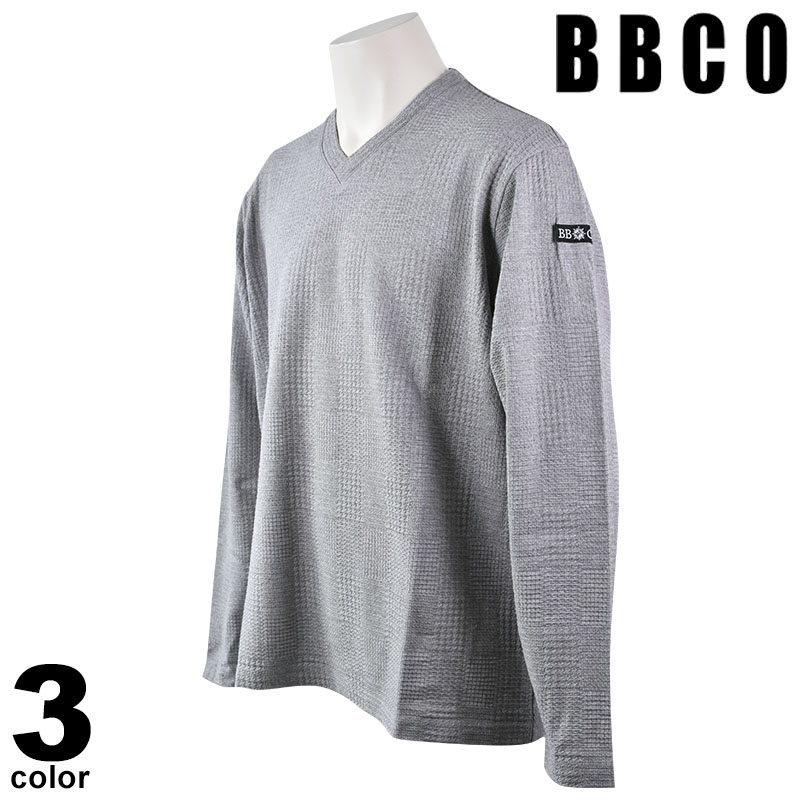 セール 30%OFF BBCO ビビコ 長袖 カットソー メンズ 秋冬 ブイネック シンプル 日本製 ロゴ 35-1701-01 12,751円