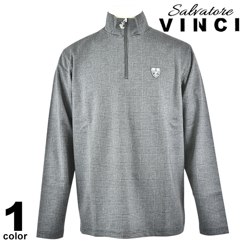 VINCI ヴィンチ 長袖 カットソー メンズ 2023秋冬 ハーフジップ ワッペン チェック柄 ロゴ 35-1600-29b 9,488円