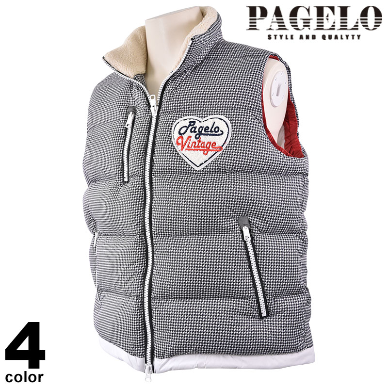 PAGELO パジェロ ダウンベスト メンズ 2023秋冬 ワッペン ジップアップ ロゴ 35-3506-07 17,710円