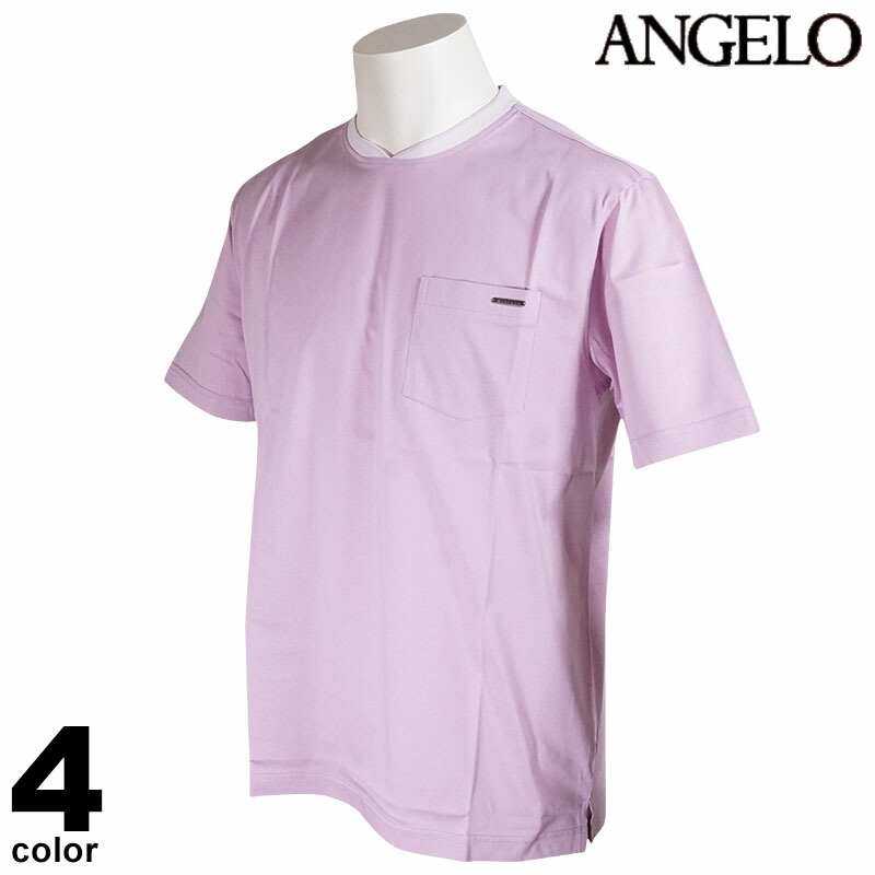 セール 30%OFF ANGELO アンジェロ 半袖 カットソー メンズ 春夏 クルーネック 無地 Ｔシャツ 胸ポケット付き ロゴ 31-2505-04