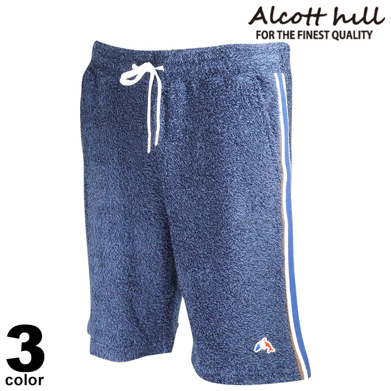 セール 30%OFF ALCOTT HILL アルコットヒル ハーフパンツ メンズ 春夏 パイル地 ウエストゴム 短パン ロゴ 31-5503-10
