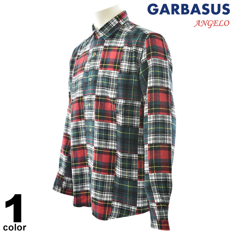 ANGELO GARBASUS アンジェロ ガルバス 長袖 カジュアルシャツ メンズ 秋冬 チェック柄 コットン 日本製 ロゴ 57-1053-03