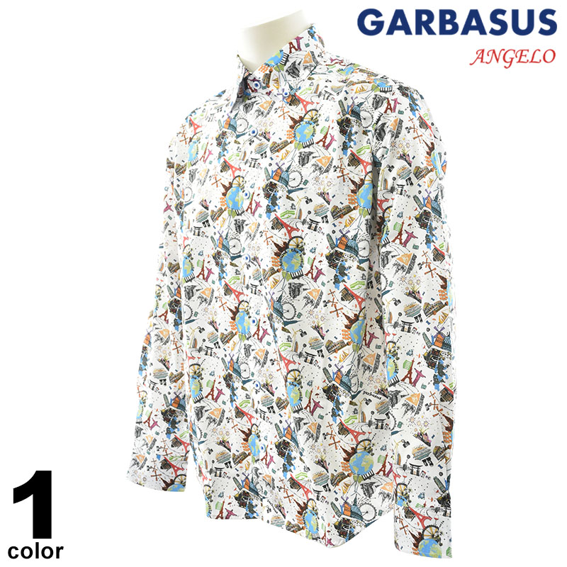 セール 30%OFF ANGELO GARBASUS アンジェロ ガルバス 長袖 カジュアルシャツ メンズ 2024秋冬 総柄 コットン 日本製 ロゴ 45-1102-03