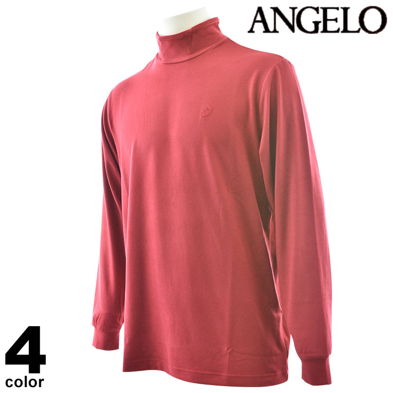 ANGELO アンジェロ 長袖 カットソー メンズ 秋冬 モックネック タートルネック 日本製 ロゴ 57-1551-04