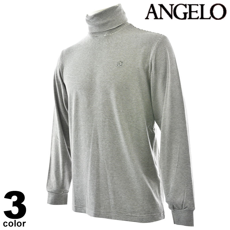 セール 30%OFF ANGELO アンジェロ 長袖 タートルネック メンズ 秋冬 ボーダー 刺繍 ロゴ 45-1502-04|メンズファッション リアルツリー