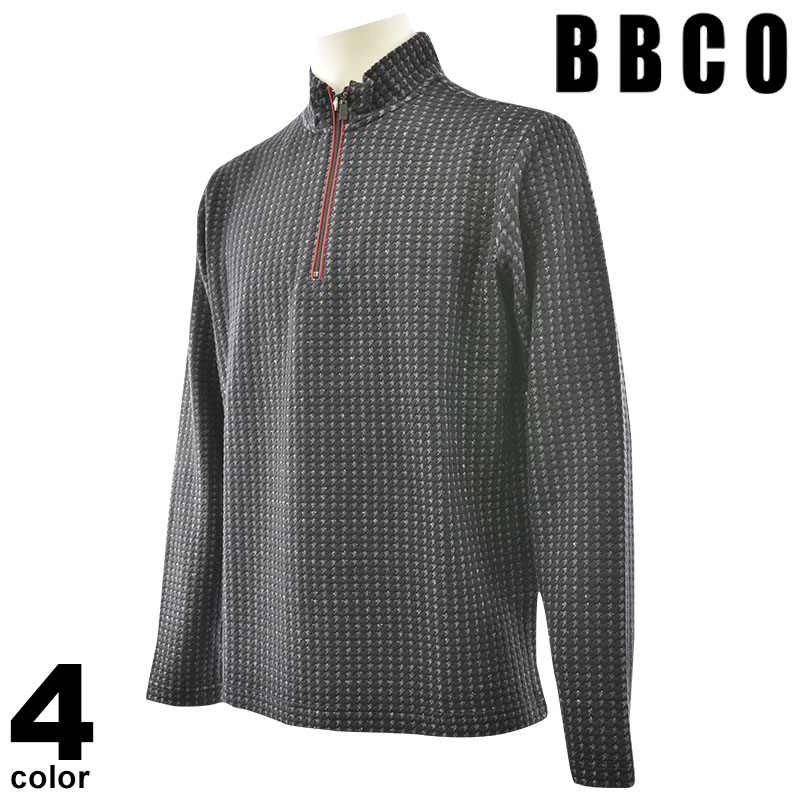 セール 30%OFF BBCO ビビコ 長袖 カットソー メンズ 秋冬 ハーフジップ 千鳥格子 ロゴ 45-1602-01｜メンズファッション リアルツリー