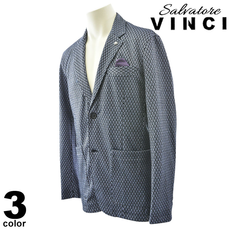 VINCI ヴィンチ テーラージャケット メンズ 2024秋冬 総柄 カジュアルジャケット ロゴ 45-4101-29