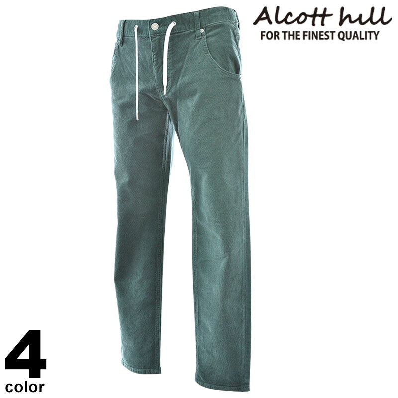 セール 30%OFF ALCOTT HILL アルコットヒル ロングパンツ メンズ 2024秋冬 腰ひも有 ノータック 綿混 ロゴ 45-5303-10