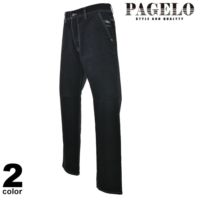 PAGELO パジェロ デニムパンツ メンズ 2024秋冬 綿混 ノータック 刺繍 ストレート ロゴ 45-5303-07