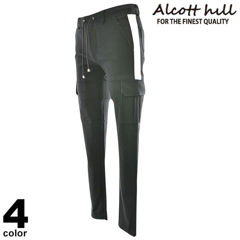 セール 30%OFF ALCOTT HILL アルコットヒル ロングパンツ メンズ 2024秋冬 ノータック ウエスト紐 日本製 ロゴ 45-5307-10 16,748円