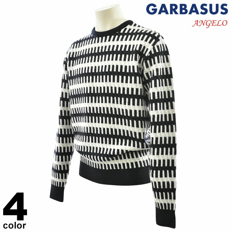 セール 30%OFF ANGELO GARBASUS アンジェロ ガルバス セーター メンズ 2024秋冬 クルーネック ウール 日本製 ロゴ 45-7001-03