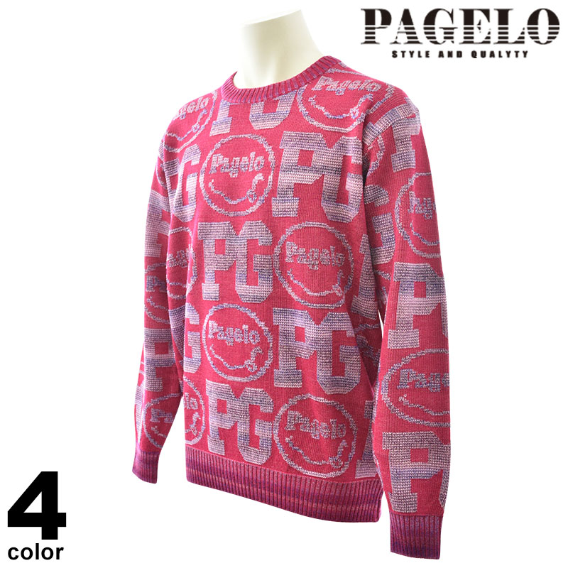 PAGELO パジェロ 長袖 ニット メンズ 2024秋冬 クルーネック セーター ウール プレゼント ロゴ 45-7001-07|メンズファッション リアルツリー
