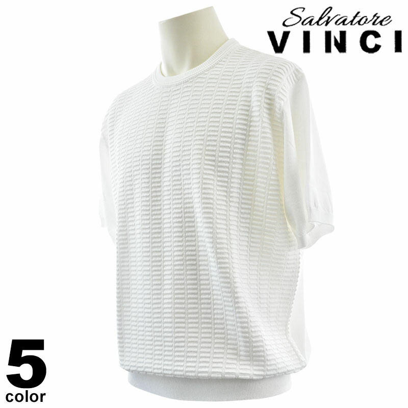 VINCI ヴィンチ 半袖 炎節編み物 メンズ 春夏 労働者の一団のど首 スウェーター 綿100% 41-7600-29